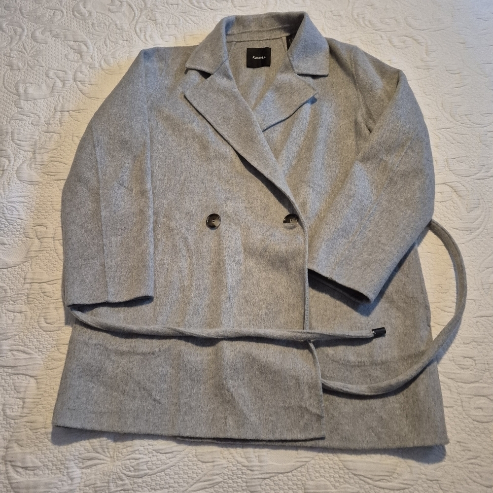 Theory Clairene D_luxe women's Small gray 90% wool 10% cashmere coat VVGUC